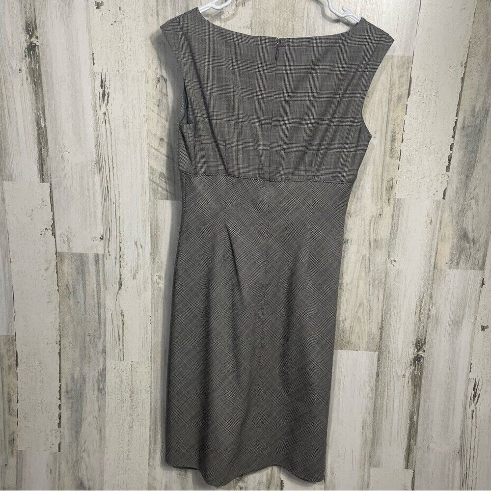 Ann Taylor Vintage SleevelessV Neck Micro Houndstooth Wool Dress Gray‎ size 2 - Picture 5 of 8